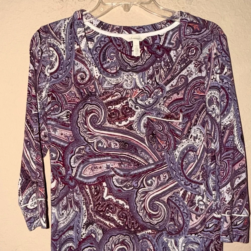 Soma Paisley Luxury Nightgown Small Soft Rayon Stretch Elegant Sleep Dress - Picture 2 of 6
